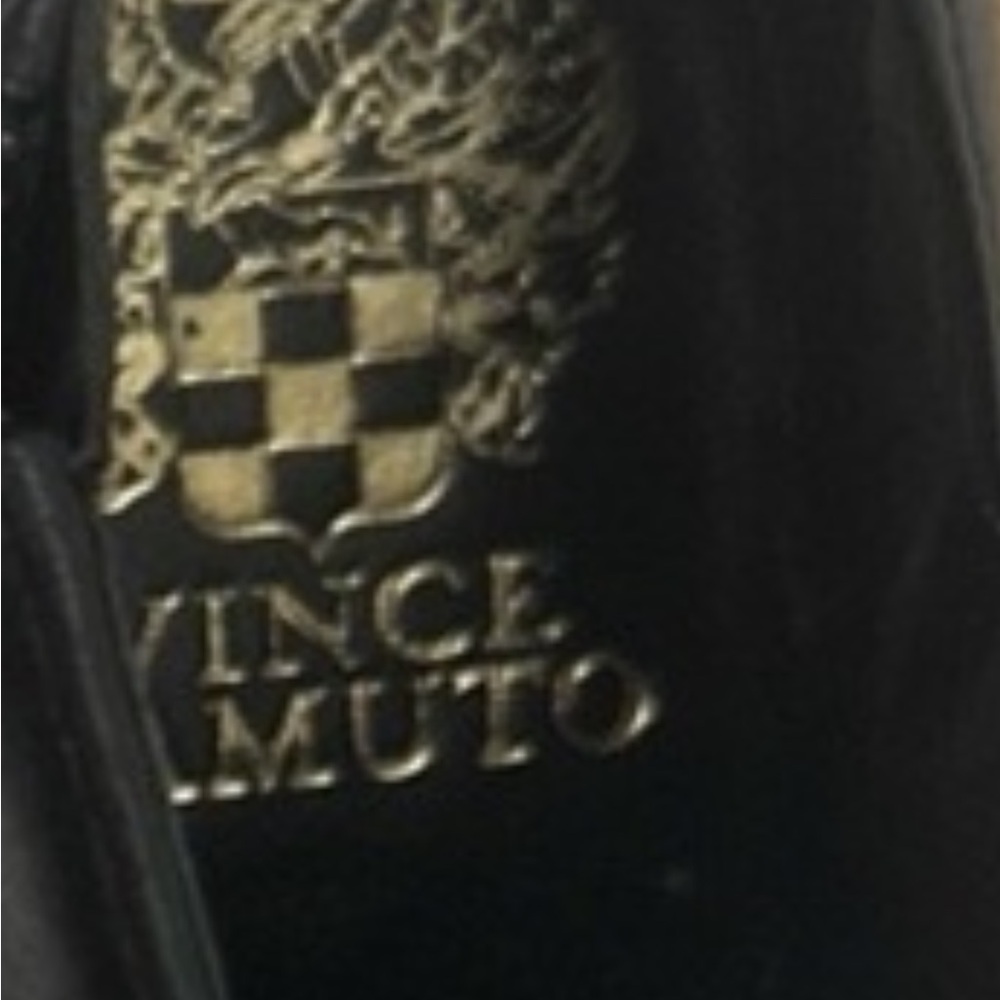 VINCE CAMUTO Wilamena Black Leather Goldtone Buckle Quilted Mid Calf Boot 5.5M - Picture 8 of 15